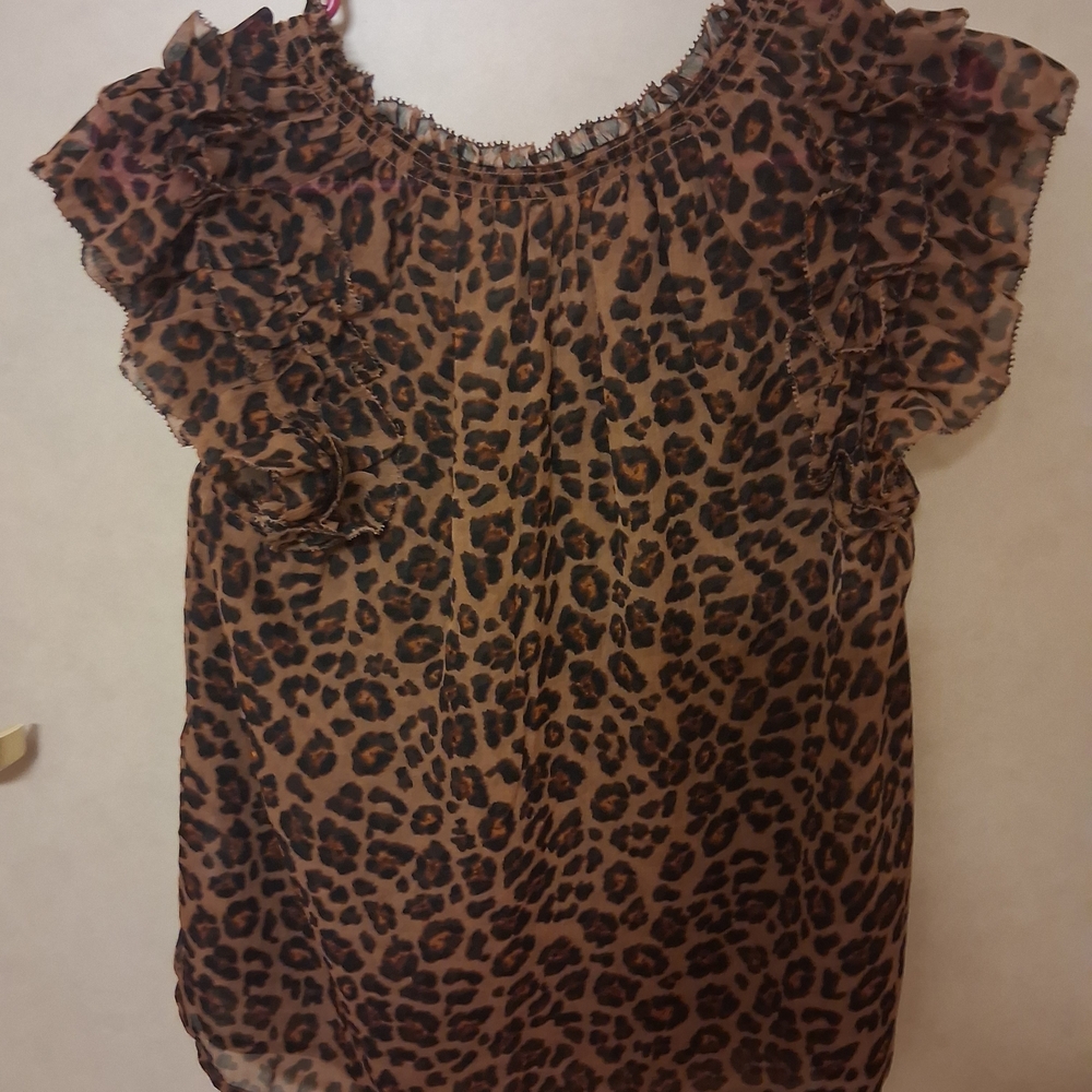 Old Navy Leopard Print Blouse - Brown - Picture 3 of 5
